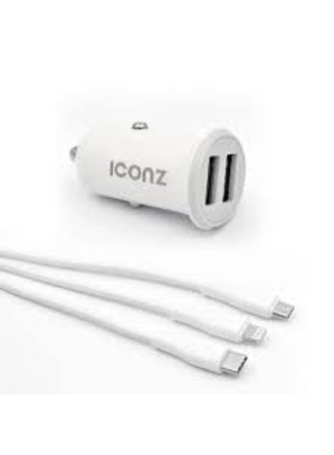 Iconz DUAL OUTPUT  CAR CHARGER WHITE - Image 3