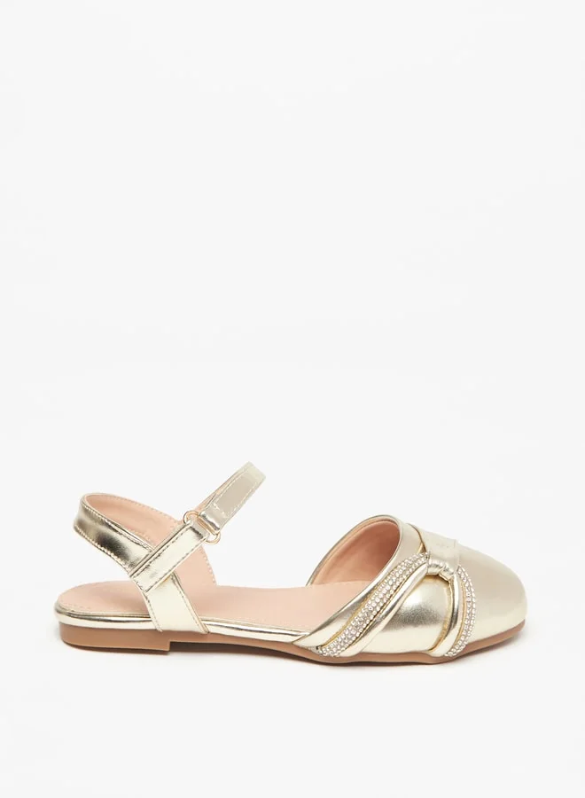 Flora Bella By Shoexpress Girl's Embellished Ballerinas With Hook And Loop Closure Ramadan Collection