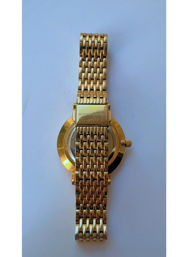 BCBGMAXAZRIA Luxury Gold-Tone Women's Watch with Floating Crystal Accents & Stainless Steel Mesh-Style Bracelet (Pre-Owned - Mint Condition) - Image 2