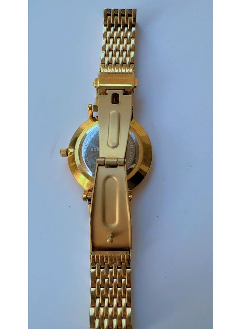 BCBGMAXAZRIA Luxury Gold-Tone Women's Watch with Floating Crystal Accents & Stainless Steel Mesh-Style Bracelet (Pre-Owned - Mint Condition) - Image 3