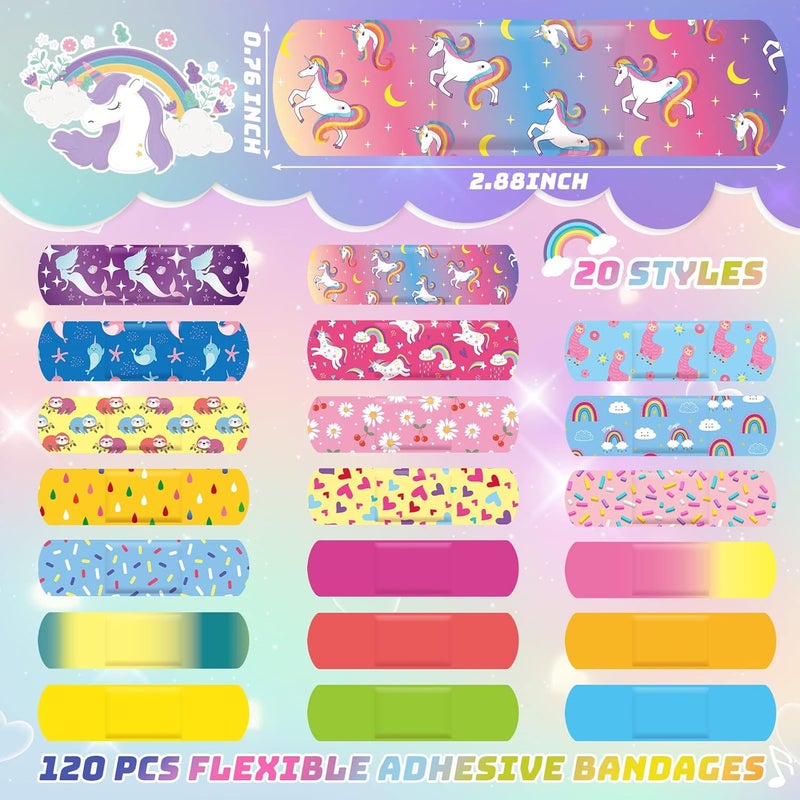Panelee 120 Pcs Kids Bandages Bulk Cute Cartoon Flexible Waterproof Breathable Bandages Strip Protect Cuts and Scrapes for Girls Boys Children ToddlersFresh Style - Image 2