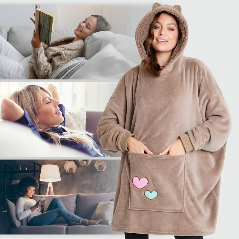 Get Trend Pusheen Oversized Blanket Hoodie for Women, Teens with Sherpa Hood, Soft Fleece Hoodie Blanket Cozy Gifts for Women - Image 4