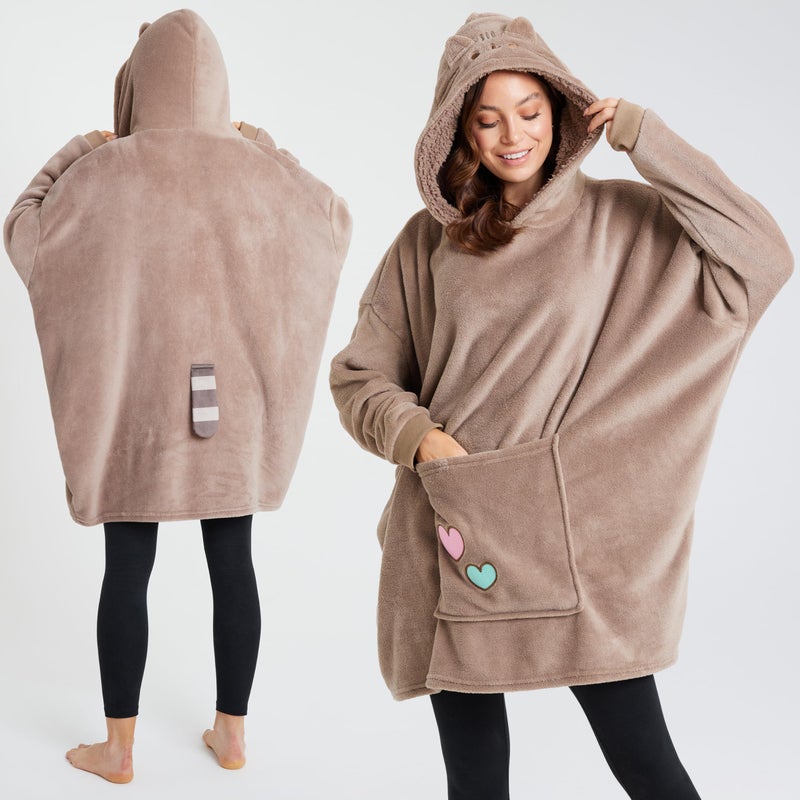 Get Trend Pusheen Oversized Blanket Hoodie for Women, Teens with Sherpa Hood, Soft Fleece Hoodie Blanket Cozy Gifts for Women - Image 3