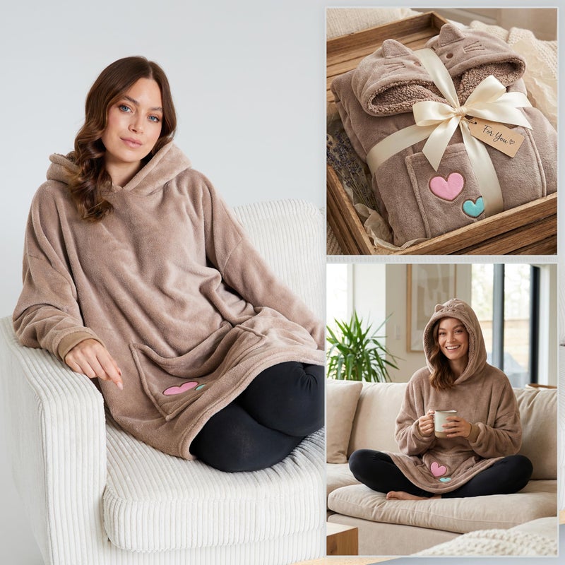 Get Trend Pusheen Oversized Blanket Hoodie for Women, Teens with Sherpa Hood, Soft Fleece Hoodie Blanket Cozy Gifts for Women - Image 2