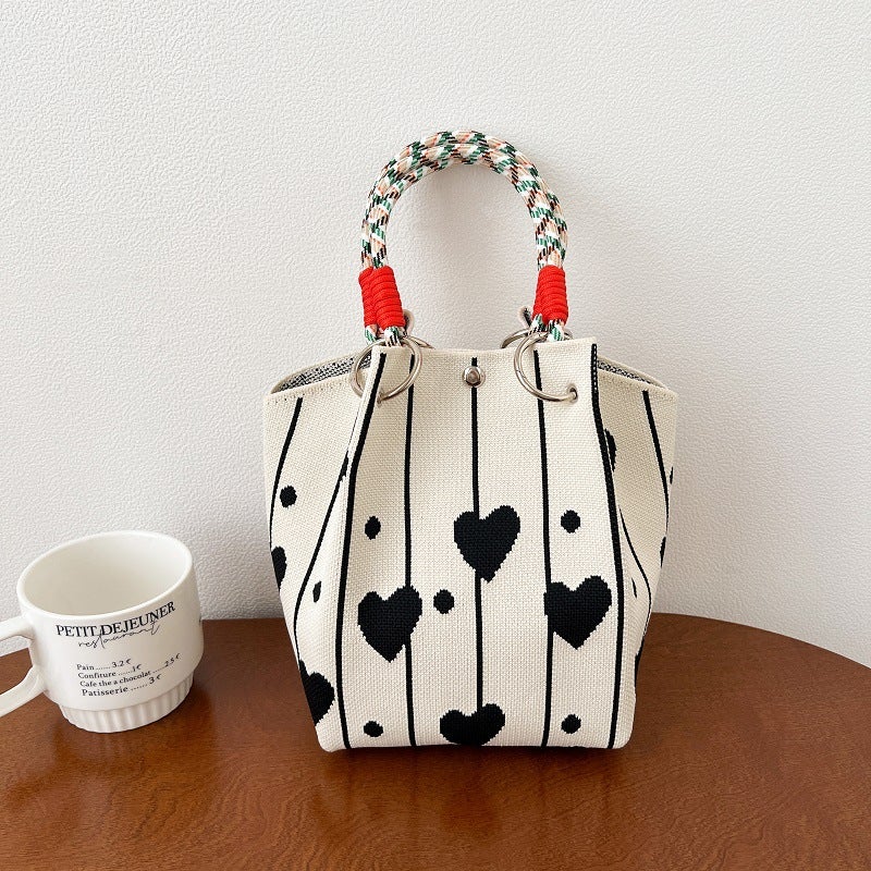 New Korean-Style Student Bag All-Match Handbag Fashion Crossbody Woven Bag Cartoon Phone Bag Knitted Bag - Image 1