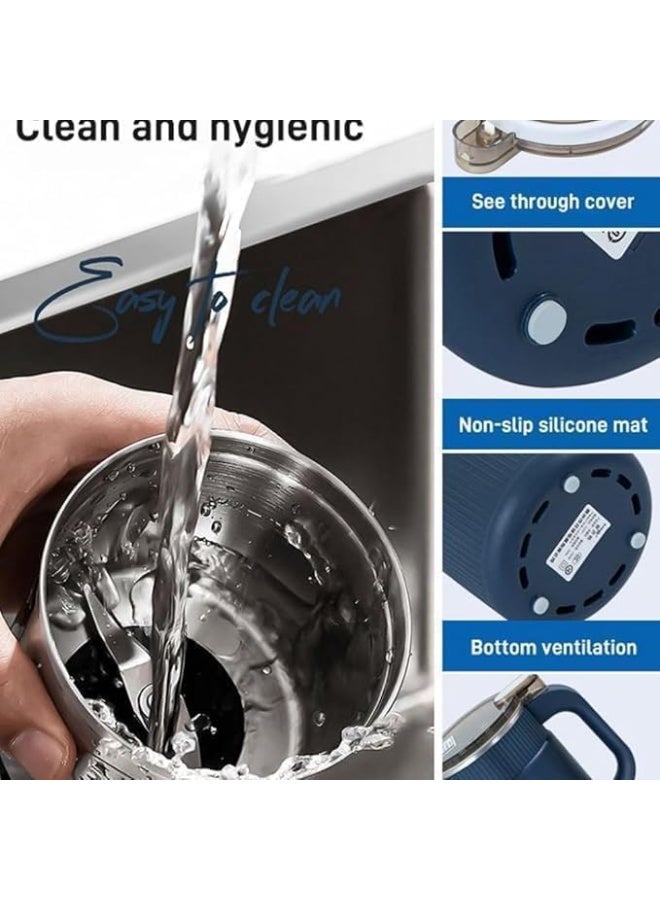 مطحنة توابل كهربائية موتور نحاس قوى 300 واط سعة 400 مللى مع 6 شفرات حادة من الستانلس ستيل للتوابل والمكسرات والاعشاب والقهوة ، ماكينة طحن صغيرة قوية سهلة التنظيف بتصميم جيد مناسب الحجم لون ازرق - Image 4