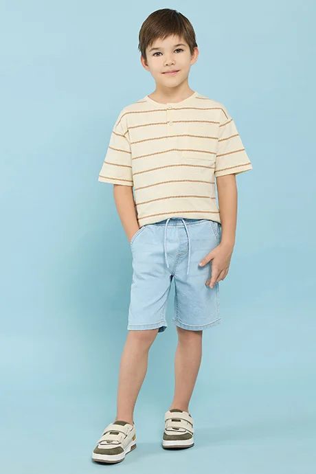 R&B Washed Denim Shorts With Drawstring Waist