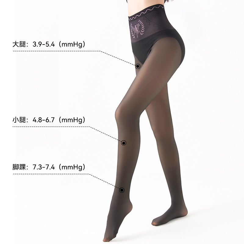Fleece-Lined Thickened Light Leg Artifact For Women Slimming Naked Natural High Transparent Black Skin Without Crotch Leggings - Image 5