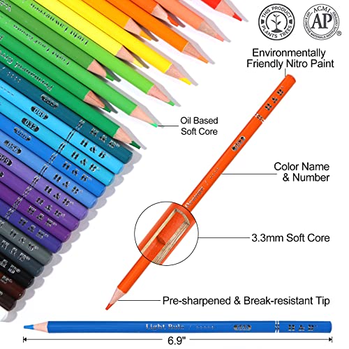 HB H & B 72-Color Colored Pencils Set with Coloring Book, Eraser, and Sharpener - Perfect for Drawing and Coloring - Soft Oil-Based Cores Ideal for Adults and Beginners - Image 3