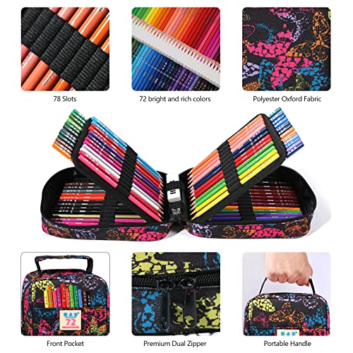 HB H & B 72-Color Colored Pencils Set with Coloring Book, Eraser, and Sharpener - Perfect for Drawing and Coloring - Soft Oil-Based Cores Ideal for Adults and Beginners - Image 5