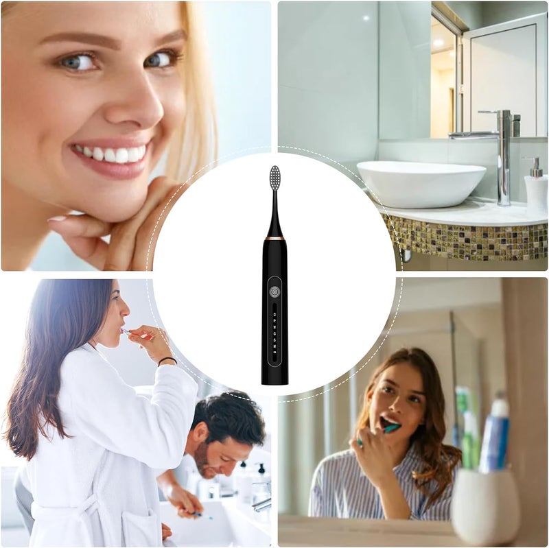 Deoxys Rechargeable Electric Toothbrushes for Adults and Kids, Whitening Tooth Brush with 4 Brush Heads, 6 Cleaning Modes and Smart Timer, Waterproof Cleaning Toothbrushes Set - Image 5