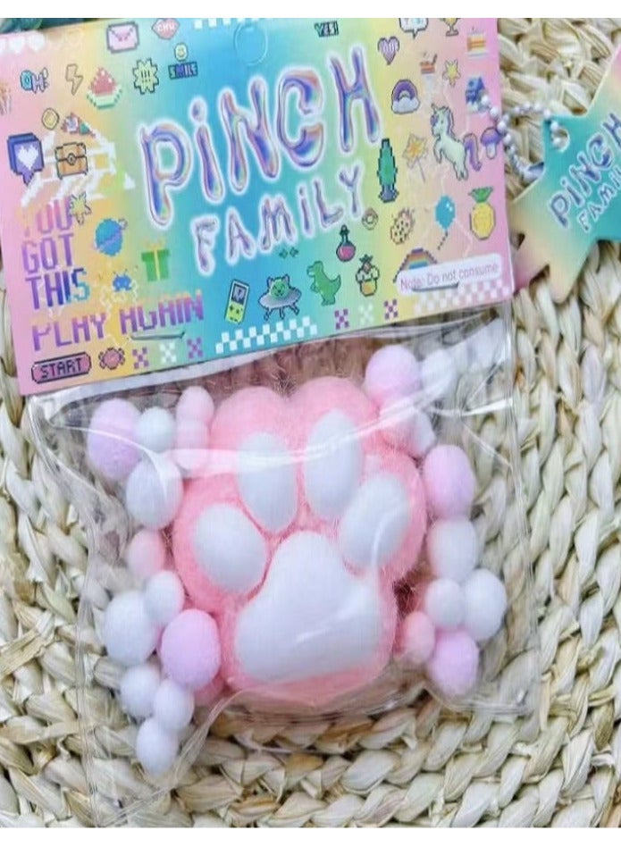 Squishy Cat Paw Fidget Toys, Pinch Family Squeeze Toys, Cute Squishies Stress Ball Fun Toys (Pink)