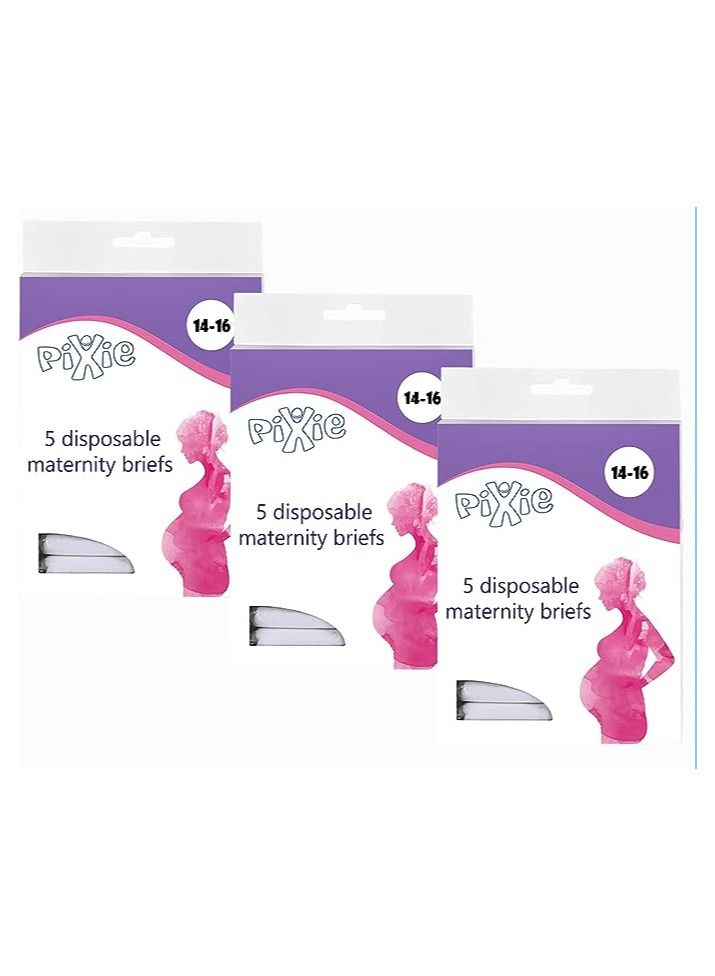 Pixie Pixie Disposable Maternity Brief (Size 14-16), Pack of 3, white  - Image 1