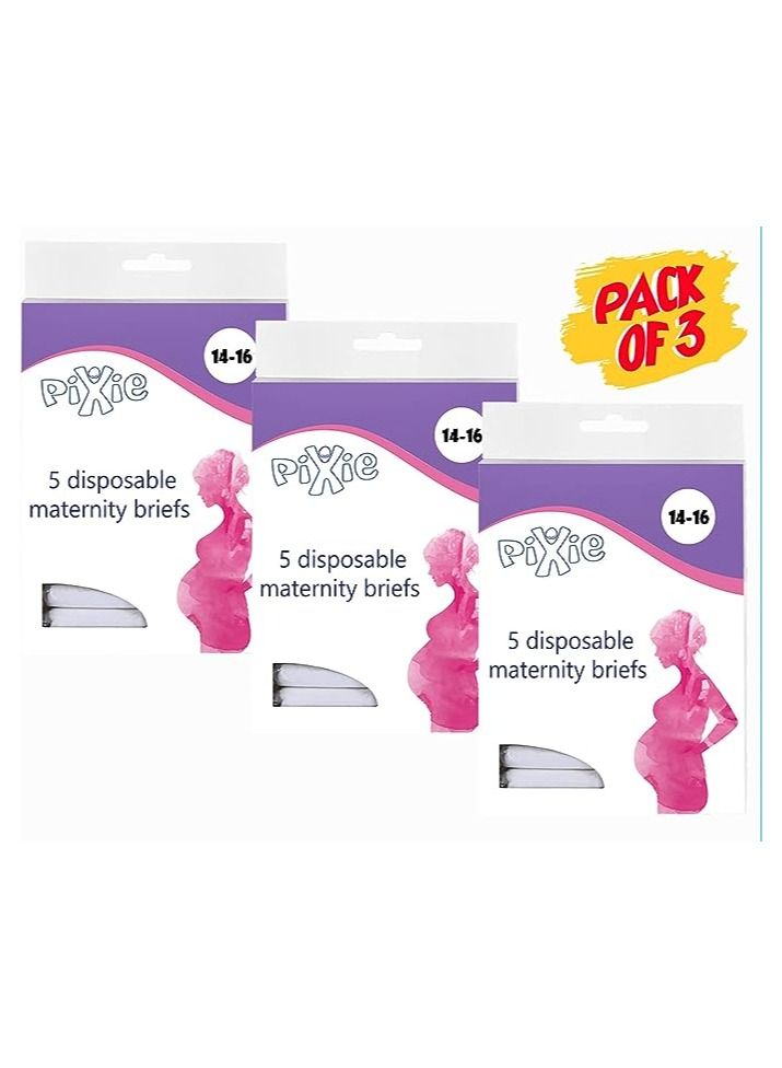 Pixie Pixie Disposable Maternity Brief (Size 14-16), Pack of 3, white  - Image 2