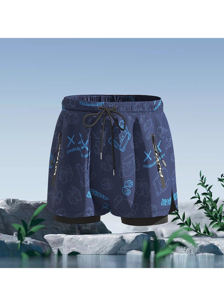 KUYING New High Waisted Flat Angle Swimming Trunks