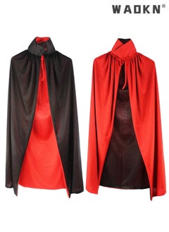 WAOKN Vampire Cloak with Collar Black Red Double Sided Cape Vampire Costume Women Men Adult for Carnival Cosplay Costume  - Image 2
