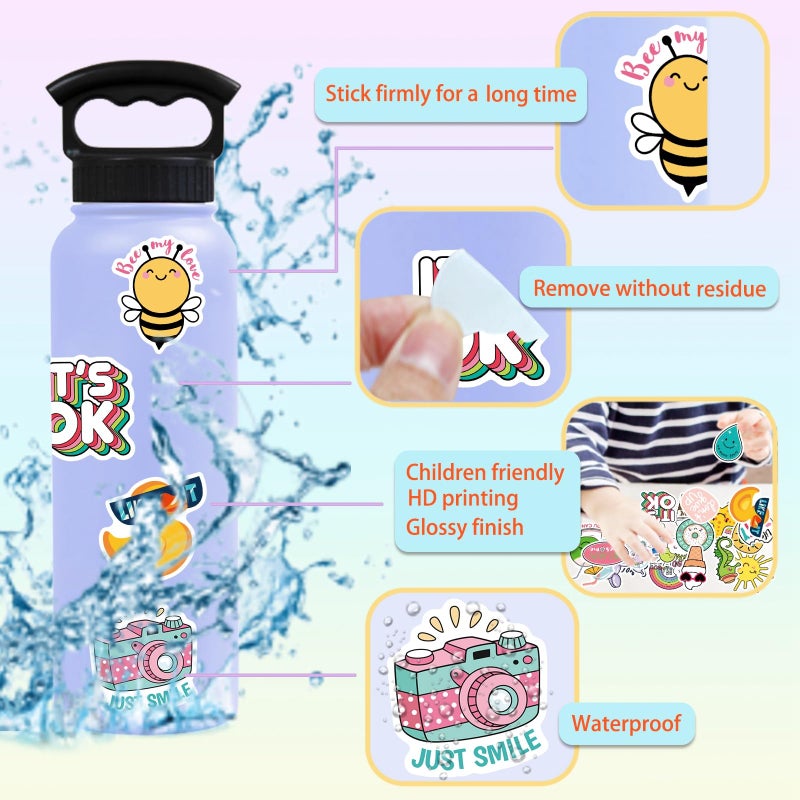 BLIJOLA Water Bottle Stickers for Girls Teens Kids 145Pcs Waterproof Inspirational VSCO Vinyl Stickers for Laptop Skateboard Aesthetic Trendy Cute Word Stickers School Reward Decals - Image 4