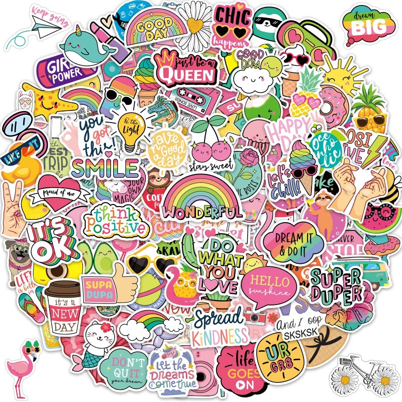 BLIJOLA Water Bottle Stickers for Girls Teens Kids 145Pcs Waterproof Inspirational VSCO Vinyl Stickers for Laptop Skateboard Aesthetic Trendy Cute Word Stickers School Reward Decals - Image 1