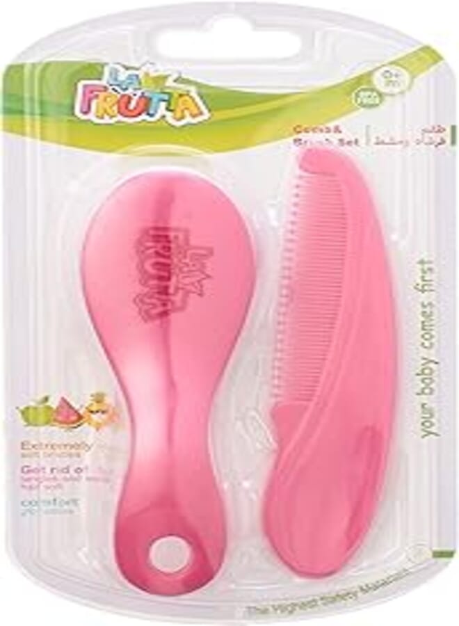La Frutta Comb and Brush Set for Kids - Pink