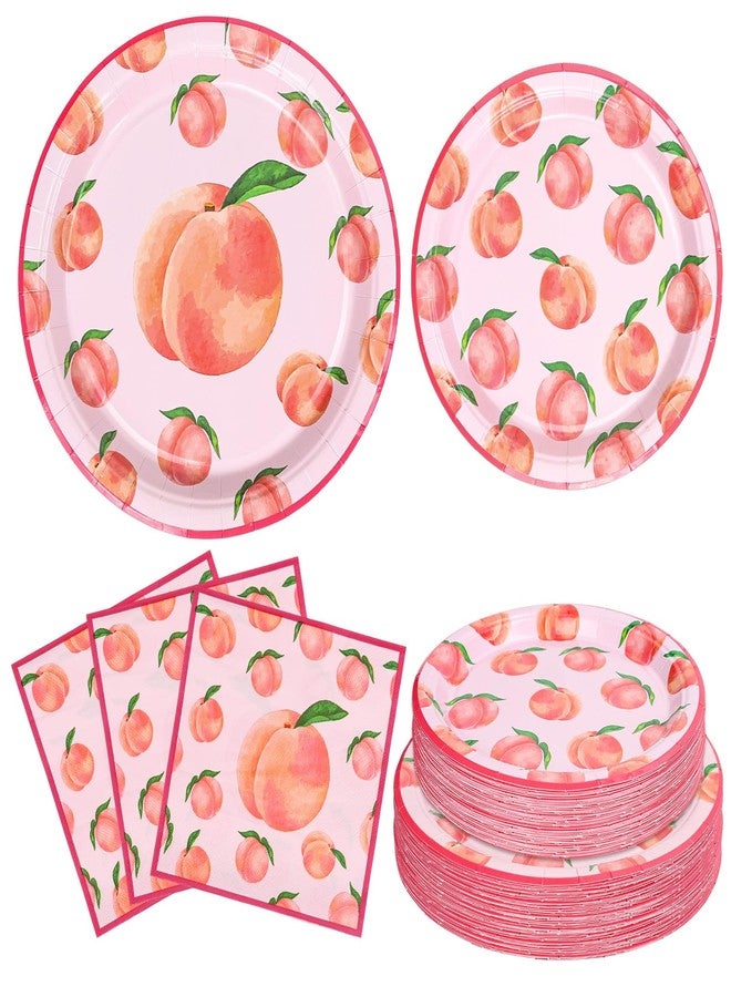 FYSUIMU 72 Pcs Peach Tableware Set Watercolor Pink Peach Fruit Disposable Plates and Paper Napkins for 24 Guests Summer Birthday Baby Shower Party Table Supplies - Image 1