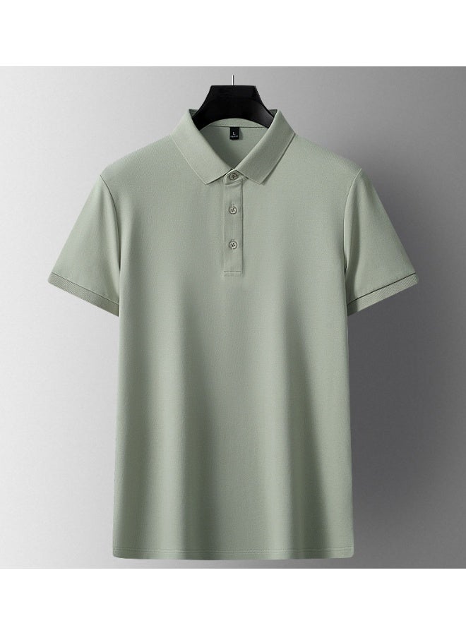 Men's Casual Half Sleeve T-Shirt Fashionable Pure Color Polo Shirt UV Protection Comfortable Summer Wear - Image 2
