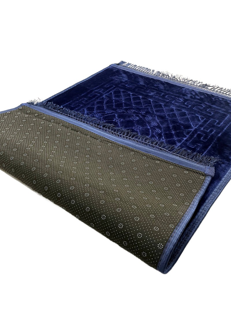 MAXQON Prayer Mat Soft And Thick (Size-80x120cm) Islamic Prayer Rug Musallah, Color Blue - Image 1