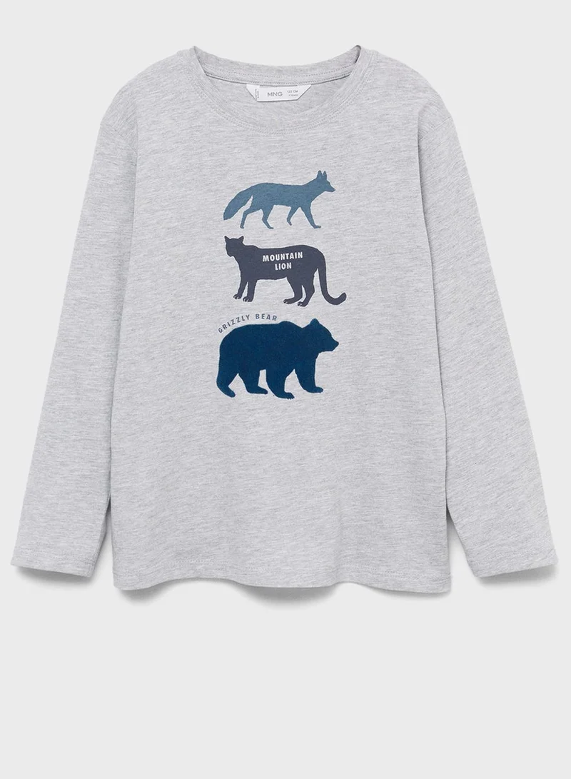 MANGO Kids Animals Print T-Shirt