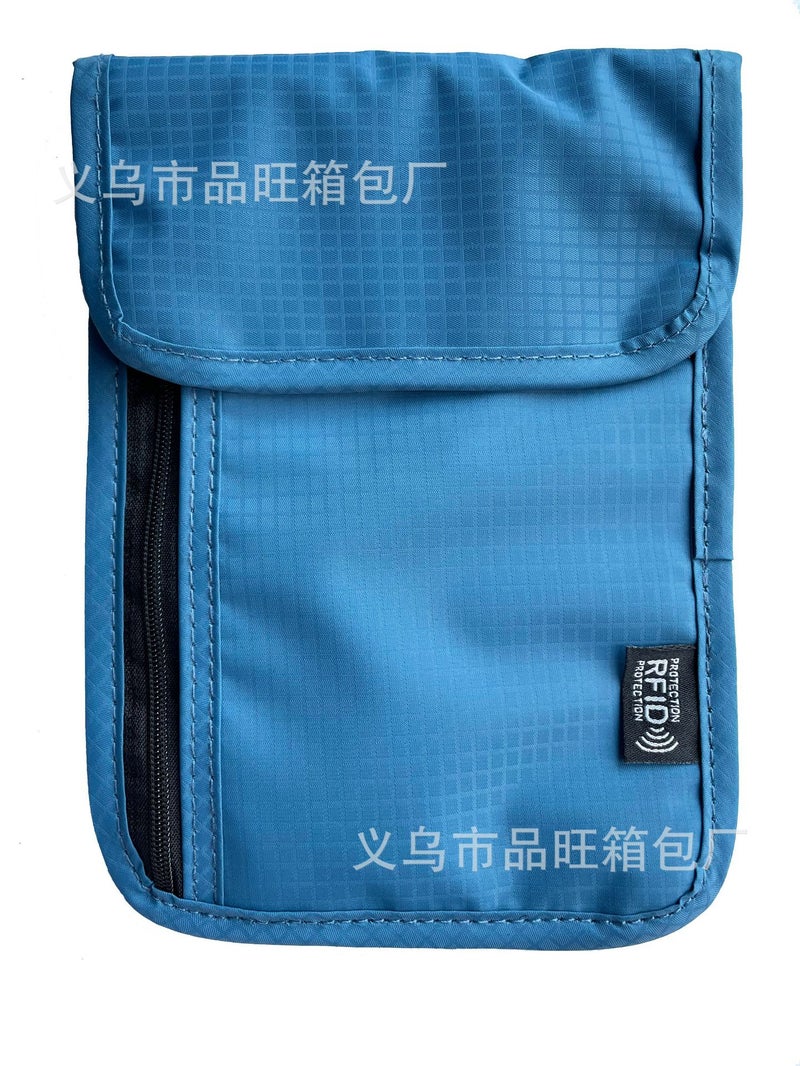 Unisex Waterproof Passport Holder Neck Pouch Dark Blue