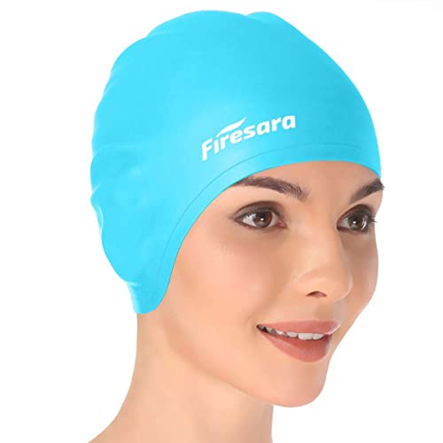 Firesara Swim Cap,Firesara Original Updated Swimming Cap 3D Ergonomic Design Comfortable Durable Ear Protection for Women Kids Adults Men Boys Girls for Long or short Hair with Nose Clip and Ear Plugs(Skyblue) - Image 1