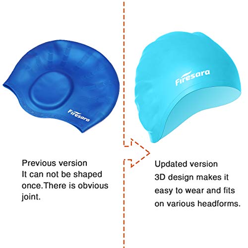 Firesara Swim Cap,Firesara Original Updated Swimming Cap 3D Ergonomic Design Comfortable Durable Ear Protection for Women Kids Adults Men Boys Girls for Long or short Hair with Nose Clip and Ear Plugs(Skyblue) - Image 5