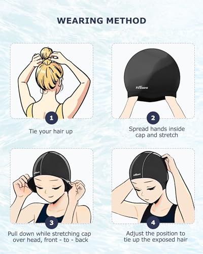 Firesara Swim Cap,Firesara Original Updated Swimming Cap 3D Ergonomic Design Comfortable Durable Ear Protection for Women Kids Adults Men Boys Girls for Long or short Hair with Nose Clip and Ear Plugs(Skyblue) - Image 4