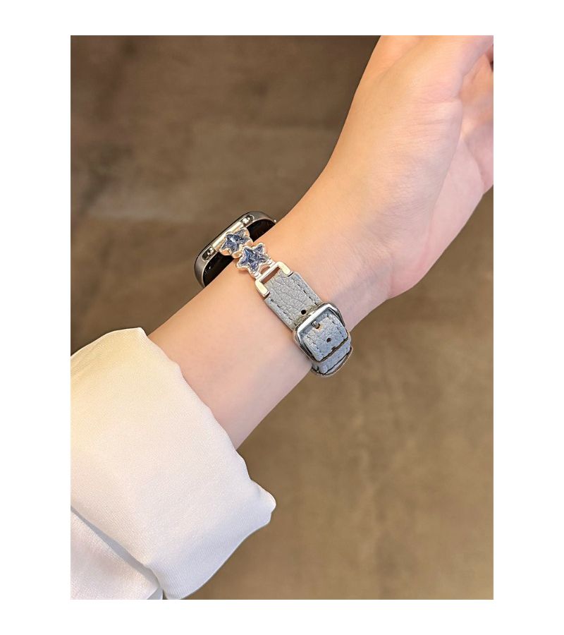 Coffee Color Handmade Watch Band For HW Band 8 9 10 NFC With Diamond Star Strap - Image 5