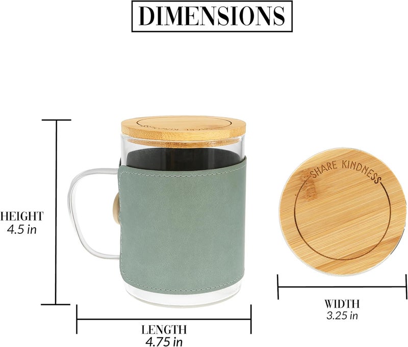Pavilion Gift Company Pavilion Gift Company  Sister You Warm My Heart 16 oz Glass Coffee Cup Mug With Unique Green Wrap  Bamboo Coaster Cap 3 Piece Present Gift - Image 5