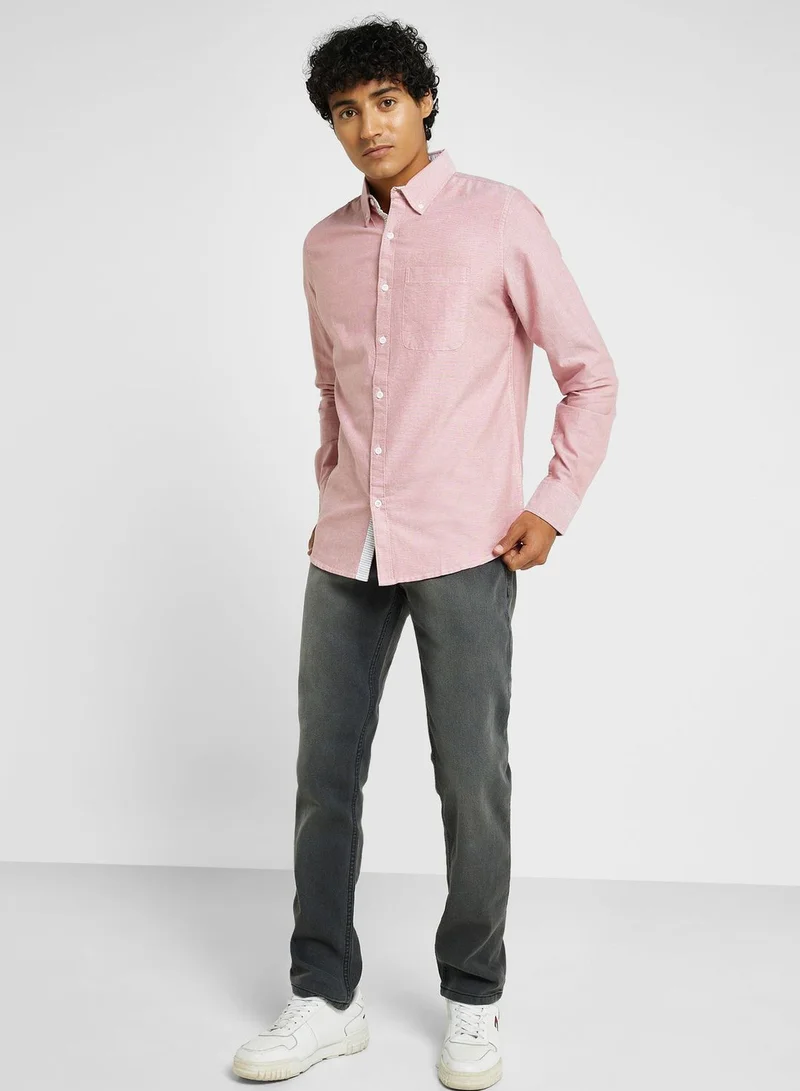 توماس سكوت Thomas Scott Classic Slim Fit Opaque Cotton Linen Casual Shirt