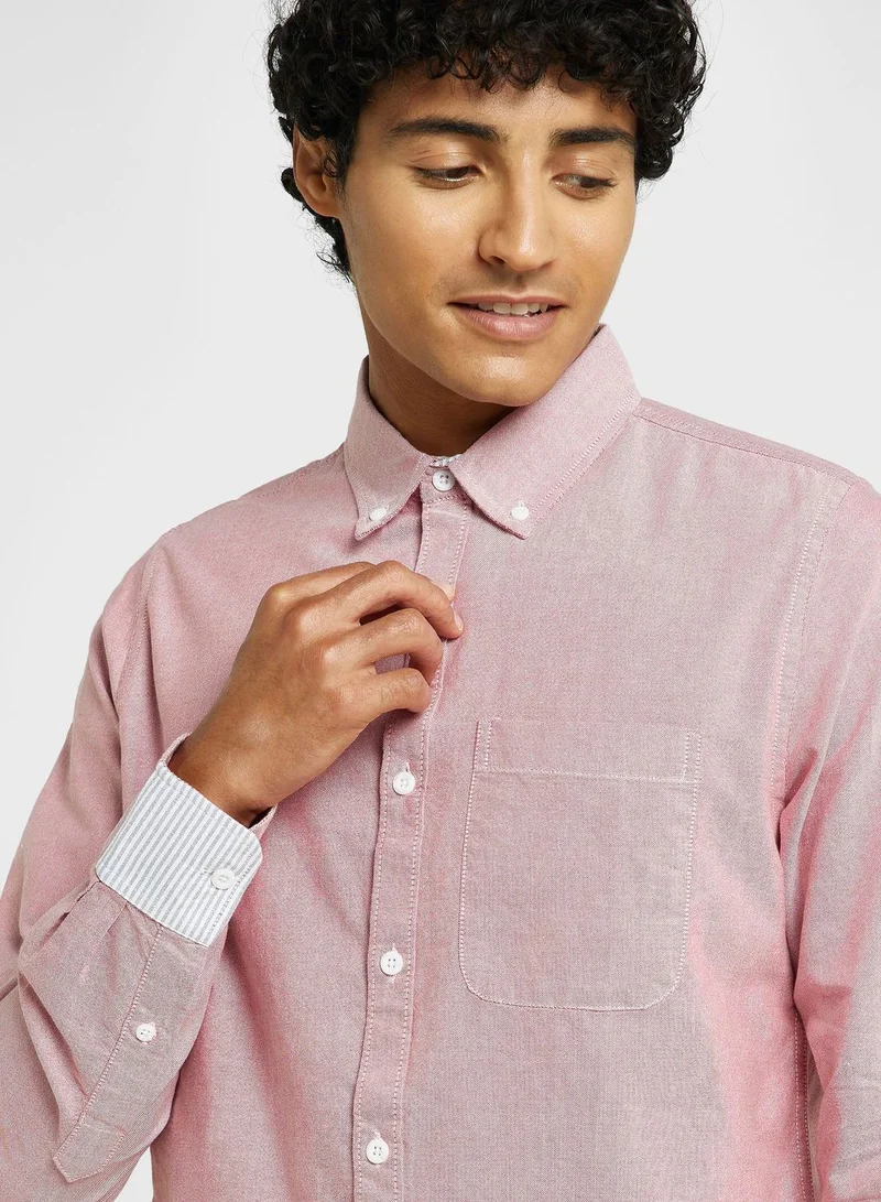 توماس سكوت Thomas Scott Classic Slim Fit Opaque Cotton Linen Casual Shirt
