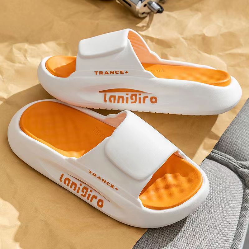 Slip-on slippers men's couple summer high-looking outdoor wear thick bottom non-slip indoor home Bath women's slippers - Image 1