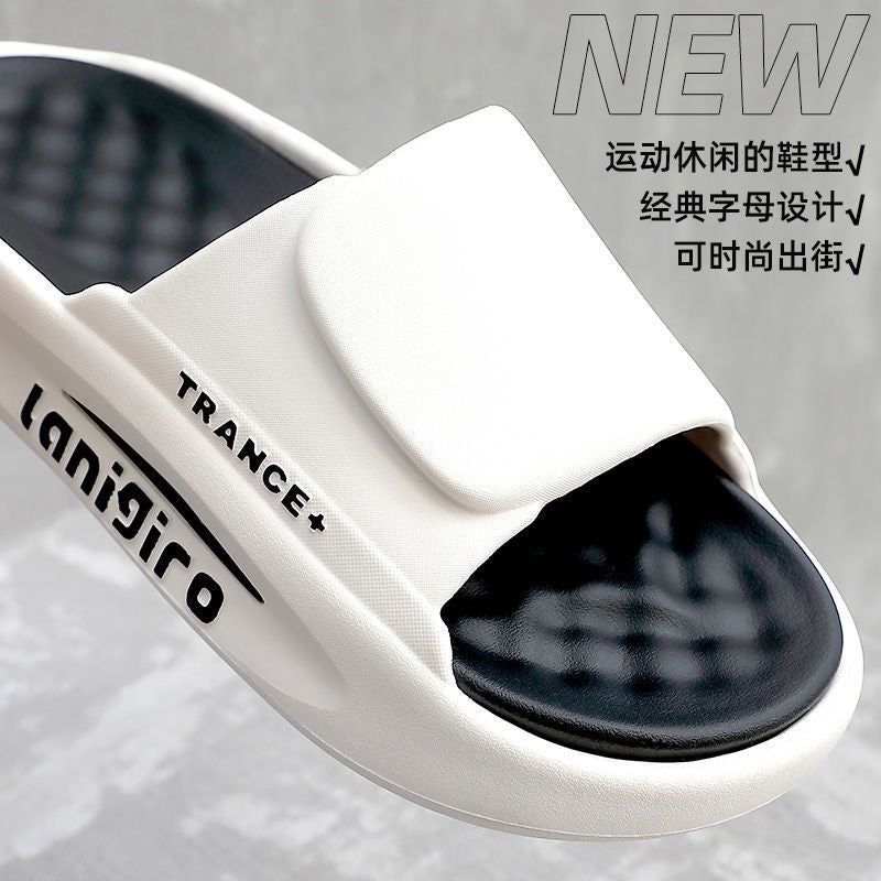 Slip-on slippers men's couple summer high-looking outdoor wear thick bottom non-slip indoor home Bath women's slippers - Image 4