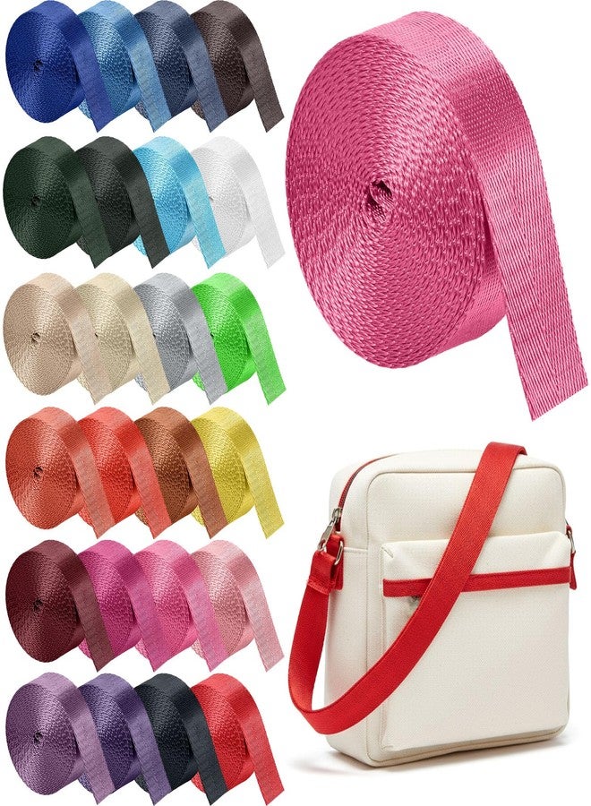 xozeooeu 24 Rolls Cotton Webbing Strap - 1 Inch x 3.3 Yard Heavy Duty Webbing Straps, 24 Color Polyester Weaving for DIY Bag Handles, Pet Collars, Gear Repair, Backpack & Crafting - Image 1