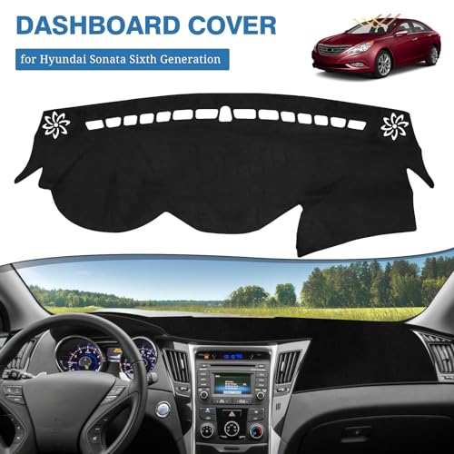 FIILINES Dash Cover for Hyundai Sonata 2011-2014, Dashboard Cover Sonata Accessories Suede Dash Cover Mat Sunshade Anti-Slip Pad Carpet Protector Black - Image 2