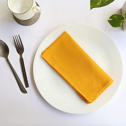 Swayam 100% Cotton Dinner Napkins 6pc Yellow 16 X 16, Friendly Cotton Fabric, Machine Washable for Dinner, Can be use at Home, Café, Restaurant & Banquet - Image 2
