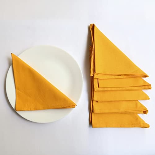 Swayam 100% Cotton Dinner Napkins 6pc Yellow 16 X 16, Friendly Cotton Fabric, Machine Washable for Dinner, Can be use at Home, Café, Restaurant & Banquet - Image 1