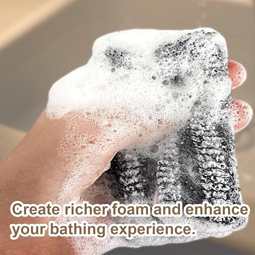 Beiskll 2 Pack Soap Bag Deep and Gentle Exfoliating,Bar Soap Pouch Saver Pocket, Body Scrubber Shower Bath Sponge Loofah (Grey) - Image 5