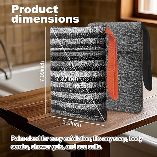 Beiskll 2 Pack Soap Bag Deep and Gentle Exfoliating,Bar Soap Pouch Saver Pocket, Body Scrubber Shower Bath Sponge Loofah (Grey) - Image 2