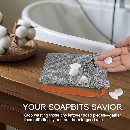 Beiskll 2 Pack Soap Bag Deep and Gentle Exfoliating,Bar Soap Pouch Saver Pocket, Body Scrubber Shower Bath Sponge Loofah (Grey) - Image 4