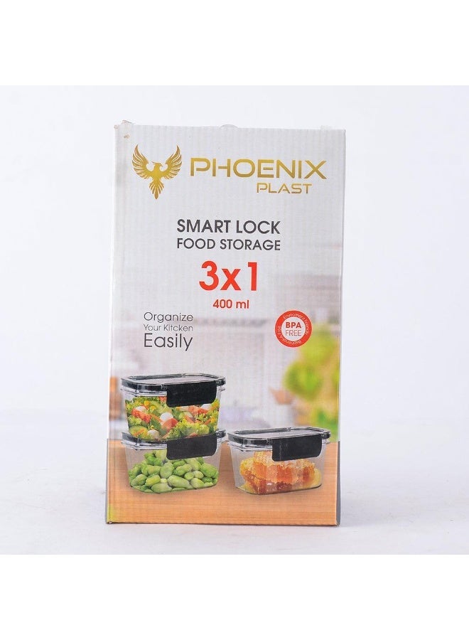Phoenix 3-Piece Airtight Acrylic Storage Containers with Smart Lock Lids - Image 4