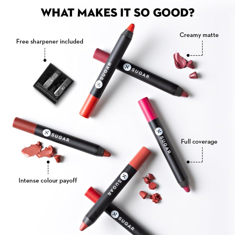 SUGAR Cosmetics SUGAR Cosmetics Matte as Hell Crayon Lipsticks for Women  Lasts Up To 8 Hours  Lip Crayon with Sharpener  28gm  23 Jessica Day - Image 3