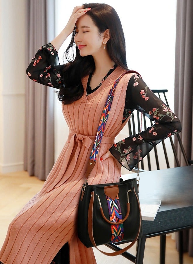 DUNISO 4 Pieces of Womens handbag set large capacity shoulder bag fashionable leather tote bag with crossbody bag walletcard bag suitable for shopping work dating travel - Image 2