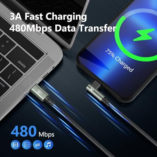 KIYODA 90 Degree iPhone Charger 6FT [Apple MFi Certified] 3Pack USB C to Lightning Cable Fast Charging Cord 6Feet Nylon Braided USB Type C to Lightning Cable for iPhone 14/13/12/11/Pro/Max/Plus/8/7/6/5S/iPad - Image 4