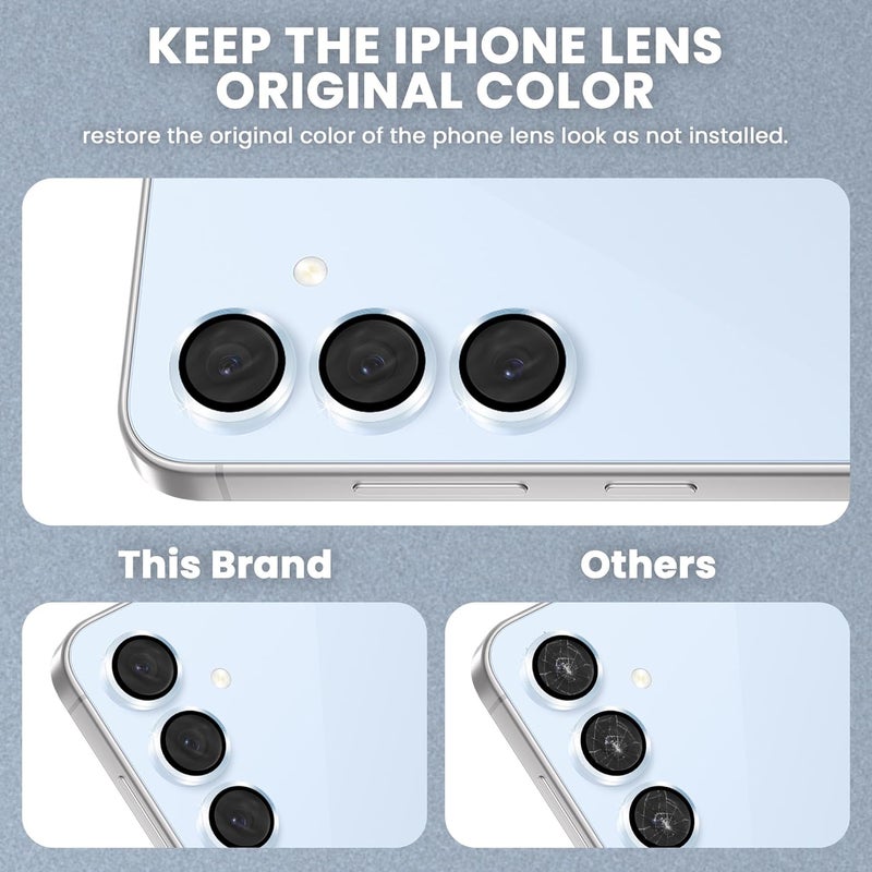 FIRST MART Camera Lens Protector for Samsung Galaxy S24 FE (6.4 Inches) Tough HD Individual Aluminum Alloy Lens Rings Cover, Scratch Resistant, Thin Lens Protection| Blue, 1 Pack - Image 3