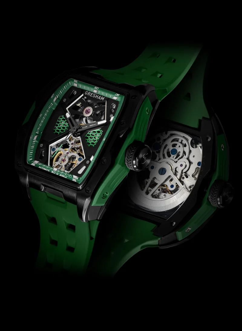 Gresham Gresham Special Edition Stainless Steel Black and Green Men Watch - G1-0001-GRN